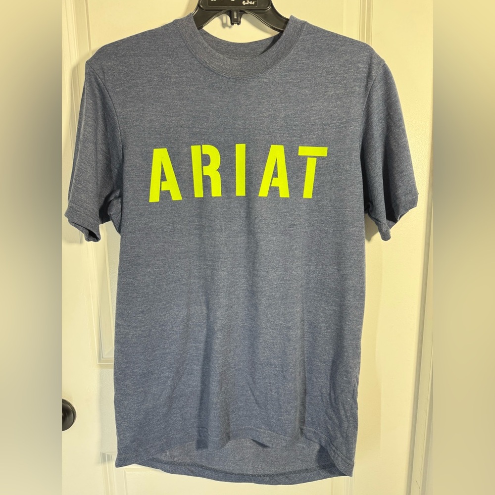 Ariat Men's BlueTee with Neon Yellow Logo